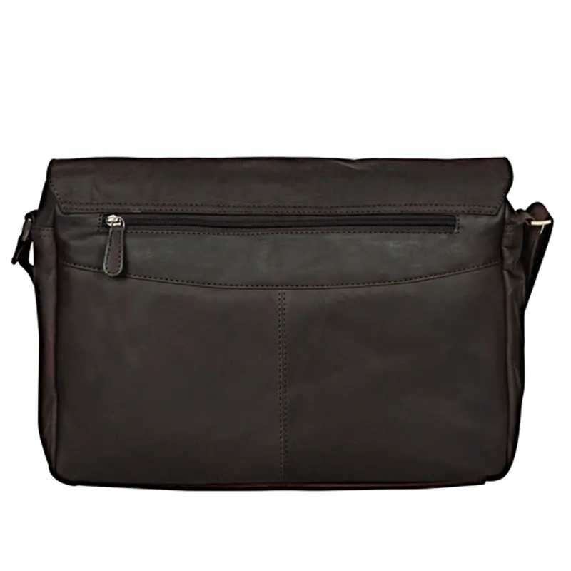 Classic Flat Dark Brown Leather Bag for Men
