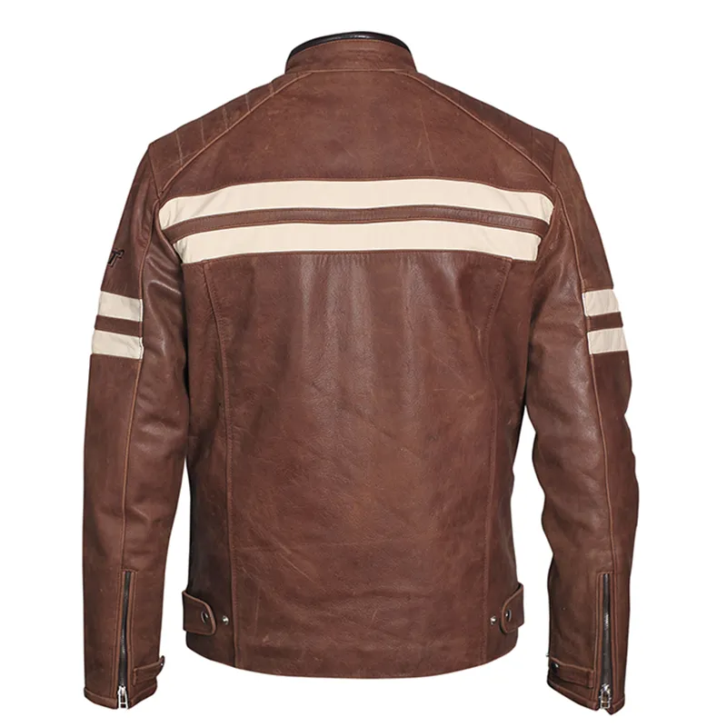 Joe Rocket Mens Classic '92 Leather Jacket Brown Cream