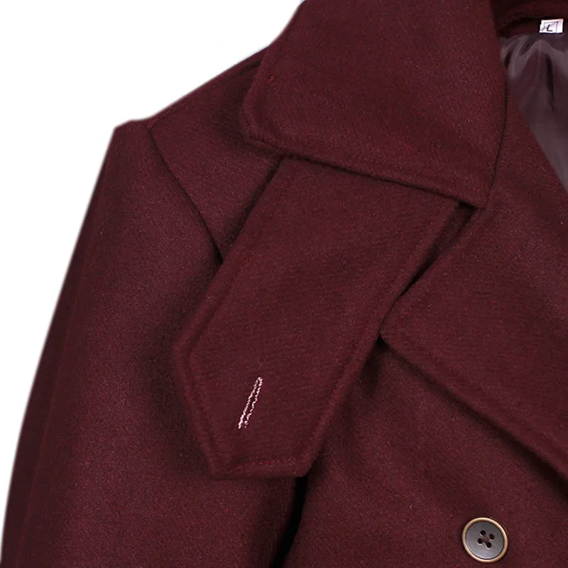 Men's Double-Breasted Wool Blend Pea Coat