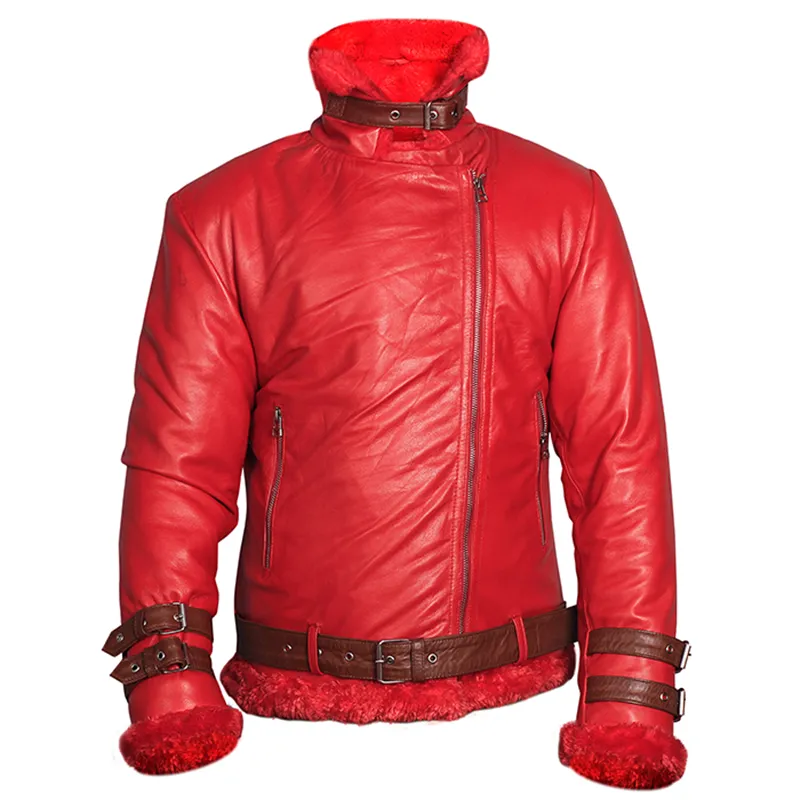 Men's Red Shearling Leather Jacket Men's Red Shearling Leather Jacket