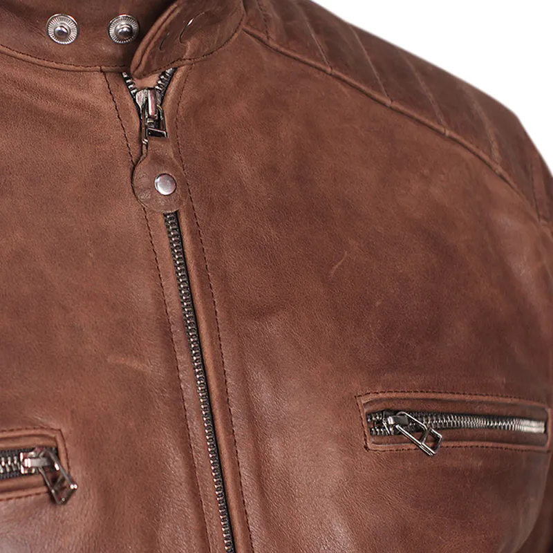 Vintage Brown Classic 92 Leather Motorcycle Jacket