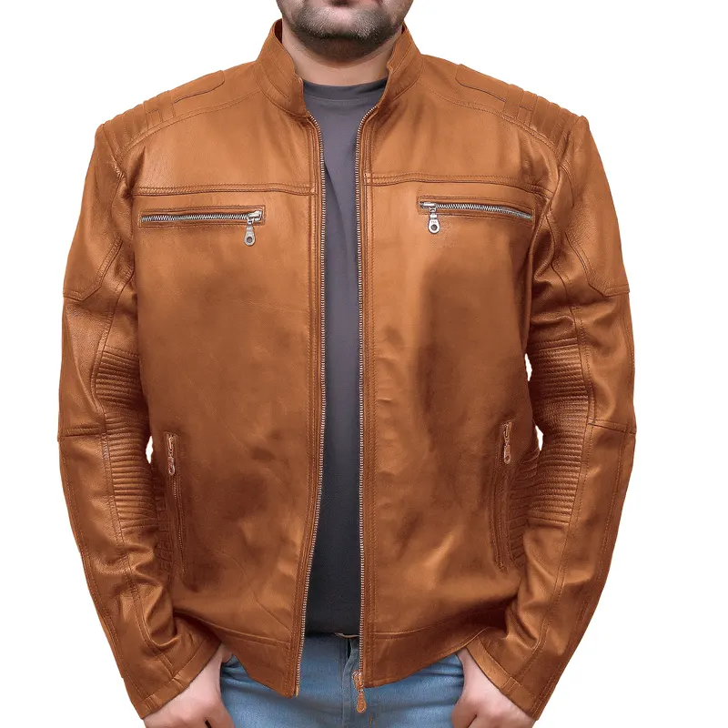 Mens Rustic Brown Leather Jacket