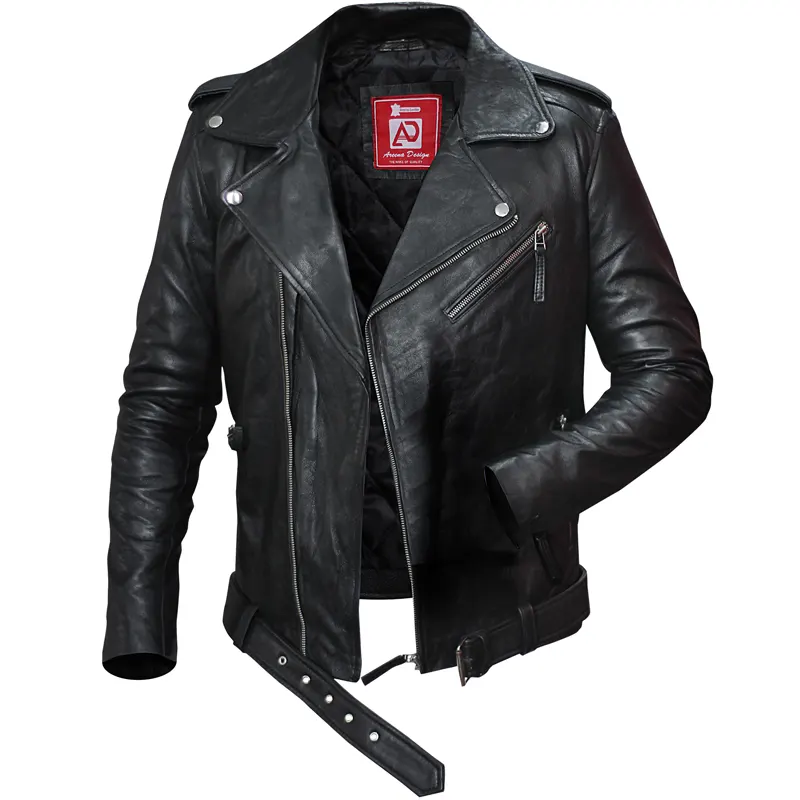 Men’s Style Black Asymmetrical Zipper Motorcycle Leather Jacket