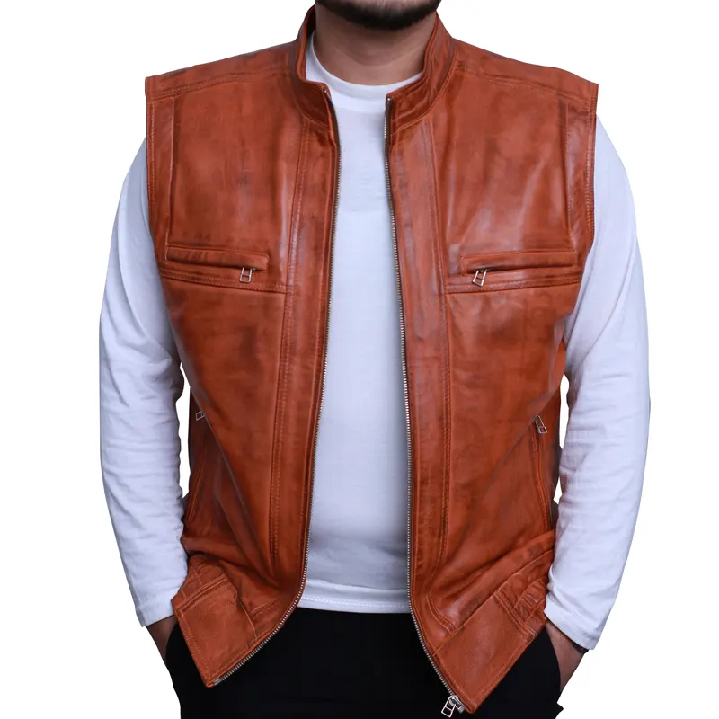 Top Rocker Men's Leather Motorcycle Vest