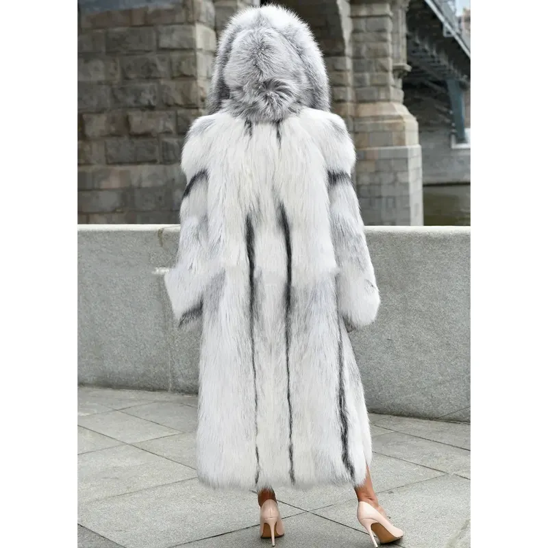 LUXURY ARTIC MARBLE FAUX FUR WHITE COAT