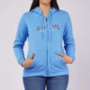 RRJ Ladies Basic Hoodie Jacket Regular Fitting Terry Fabric  (Blue)